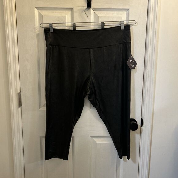 NWT Ava & Viv Womens Plus Size High Waisted Leggings Pants Black Size 2X 20W/22W - Picture 1 of 16